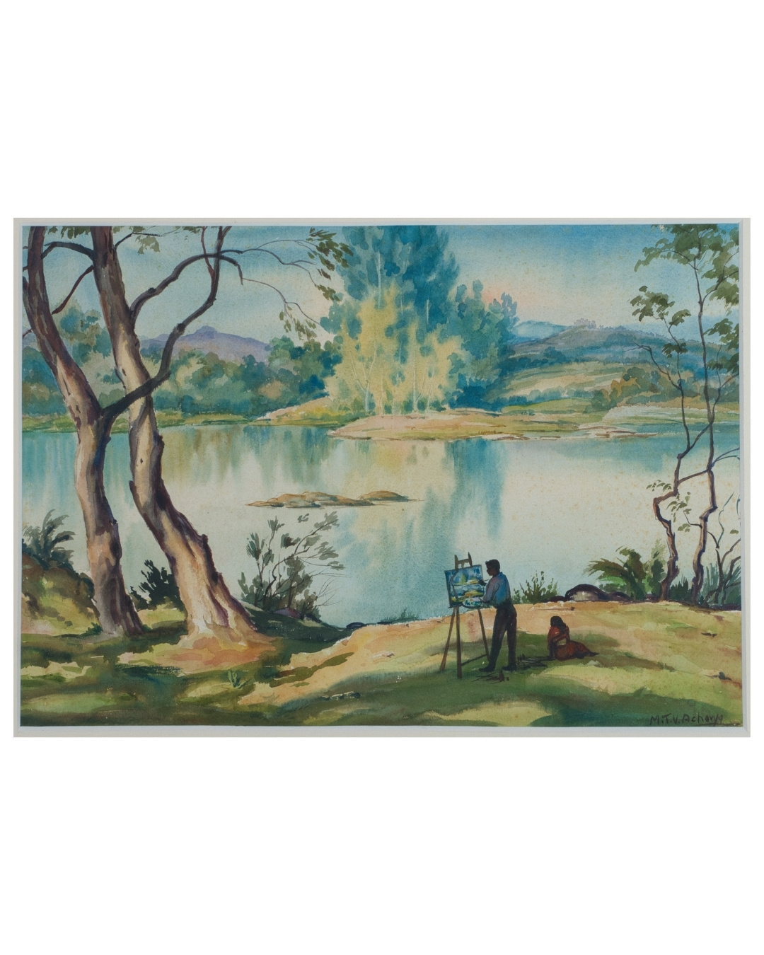 Artist at Work by the Lake